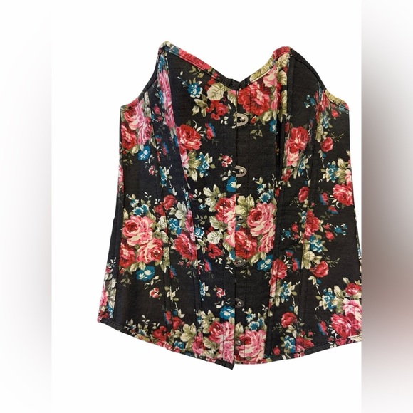 Floral Lace Back Corset Bustier Top - Picture 6 of 12